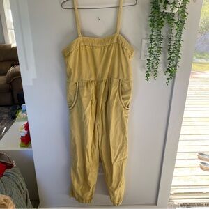 Anthropologie Postmark Equinox Cotton Linen Cropped Apron Jumpsuit Size Large